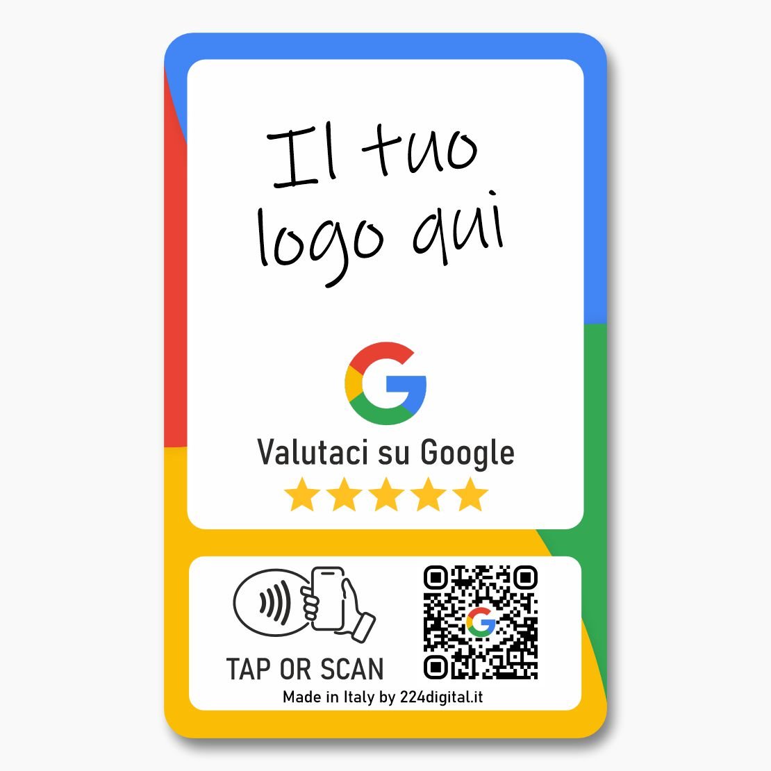 Adesivo Recensioni Google QR + NFC - 8.6x5.5cm Riutilizzabile Per Attività - Foto 3