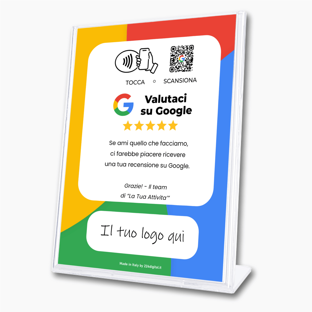 Adesivo Recensioni Google QR + NFC - 8.6x5.5cm Riutilizzabile Per Attività - Foto 8