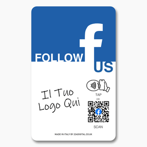 Custom Branded Follow us on Facebook Card - Tap and Scan - 224 Italy