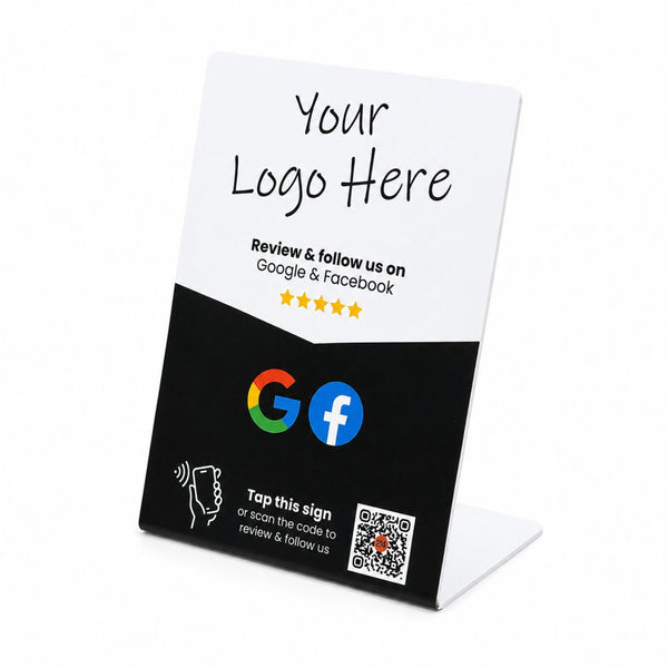 Google + Facebook Review Sign - Premium Design - Custom Logo