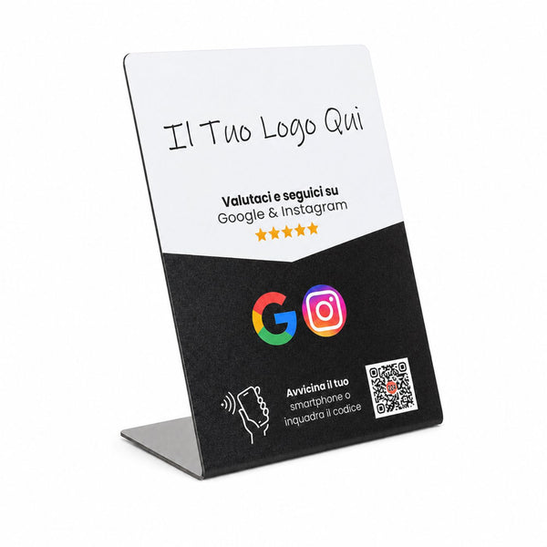 Insegna Recensioni Google + Instagram - Design Premium - Logo Personalizzato
