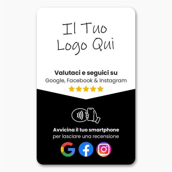 Google, Facebook & Instagram Review & Follow Card - Custom Branded - 224 Italy