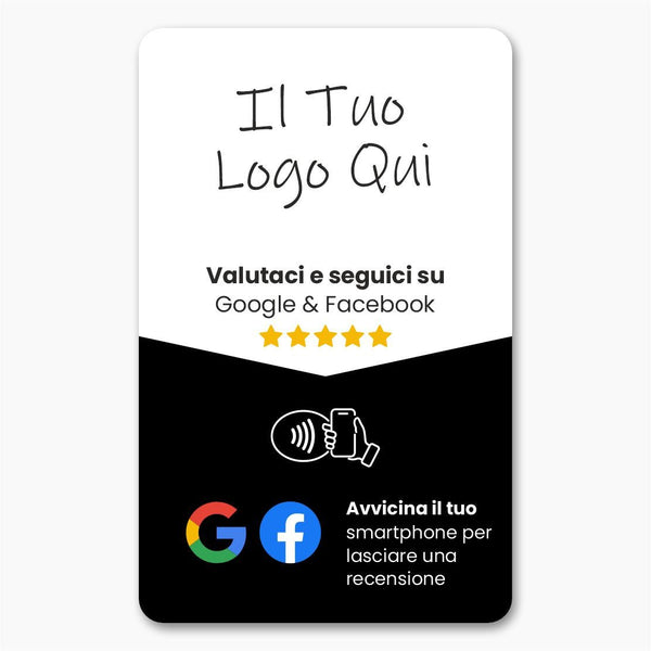 Google & Facebook Review & Follow Card - Custom Branded - 224 Italy