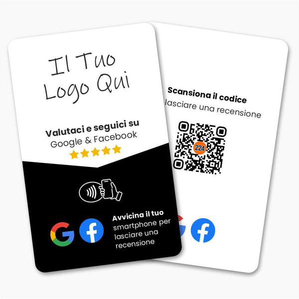 Google & Facebook Review & Follow Card - Custom Branded - 224 Italy