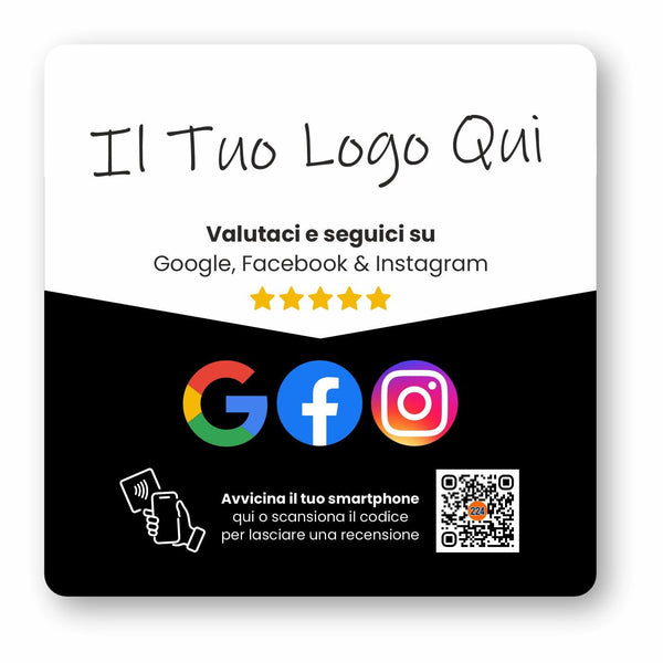 Google Instagram & Facebook Premium Review Plate - Custom Logo - 224 Italy