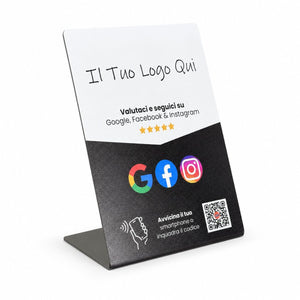 Google + Instagram + Facebook Review Sign - Premium Design - Custom Logo - 224 Italy