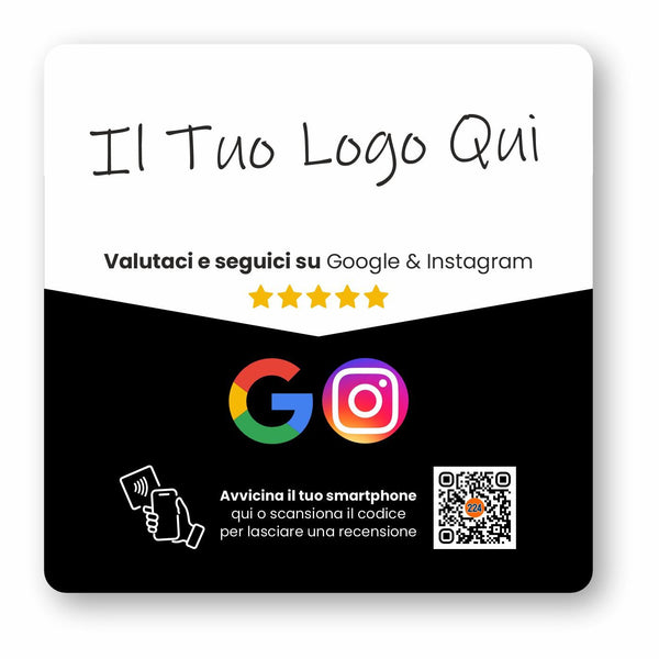 Google & Instagram Premium Review Plate - Custom Logo - 224 Italy