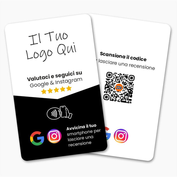 Google & Instagram Review & Follow Card - Custom Branded - 224 Italy