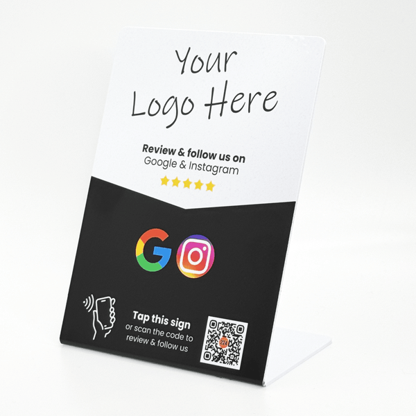 Google + Instagram Review Sign - Premium Design - Custom Logo - 224 Italy