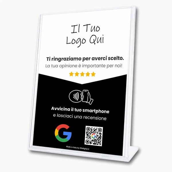 Google Restaurant Review Sign - Custom Branded - Tap or Scan - 224 Italy