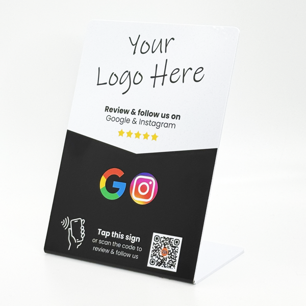 Insegna Recensioni Google + Instagram - Design Premium - Logo Personalizzato