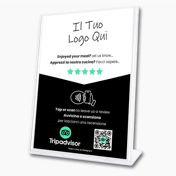 Tripadvisor Restaurant Review Sign - Custom Branded - Tap or Scan - 224 Italy